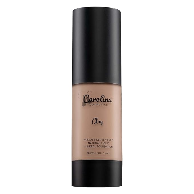 Plant-Based Foundation in Clay Shade - Hydrating, Pore-Minimizing & Buildable Coverage - Vegan, Non-GMO, Gluten-Free, Paraben-Free - Sun Protection - 1Fl Oz