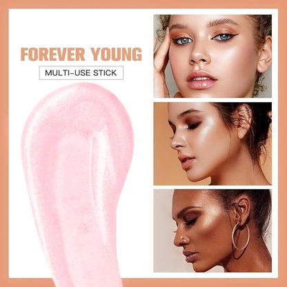 Go Ho Liquid Highlighter Wand,White Pink Highlighter Makeup Stick with Cushion Applicator,Smooth Creamy Liquid Highlighter Blendable Glowing Face Illuminator Contouring Makeup,03# Highlighter Makeup