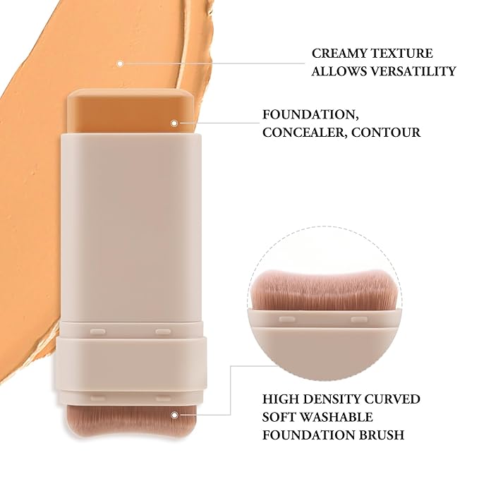 Matte Foundation Stick Makeup, Full Coverage Concealer And Contour Stick Foundation With Built In Applicator