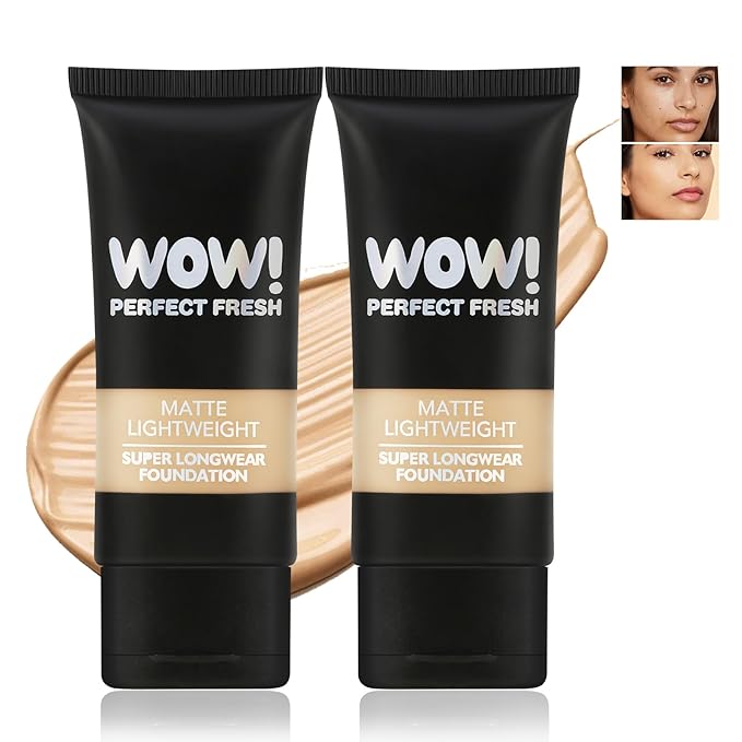 2pcs Matte Liquid Foundation,Full Coverage,Flawless Makeup, Minimizes Pores,Lightweight, 24Hr Long Wear,Waterproof,Oil-Control,Sweat-Proof