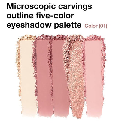 5-Color Eyeshadow Palette Matte Shimmer Duochrome, Low Saturation Velvety Blend, Day to Night Smokey Makeup, Hypoallergenic Long-Lasting Eyeshadow (#1, 1 Count (Pack of 1))