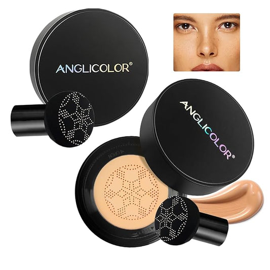 Mushroom Head Air Cushion CC Cream Strong Concealer 2PC,Face Makeup Cushion Foundation Long Lasting,Moisturizing BB Cream Makeup Base Primer Even Skin Tone for All Skin Types (2PC 04, 200g)