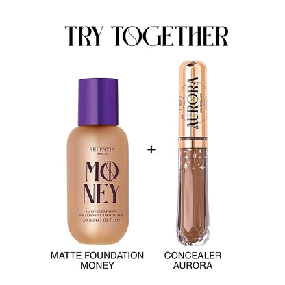 Money Liquid Matte Foundation – Long-Lasting, Natural Looking & Buildable Coverage – For Combination, Dry, Oily Skin – Lightweight & Moisturizing (Honey)