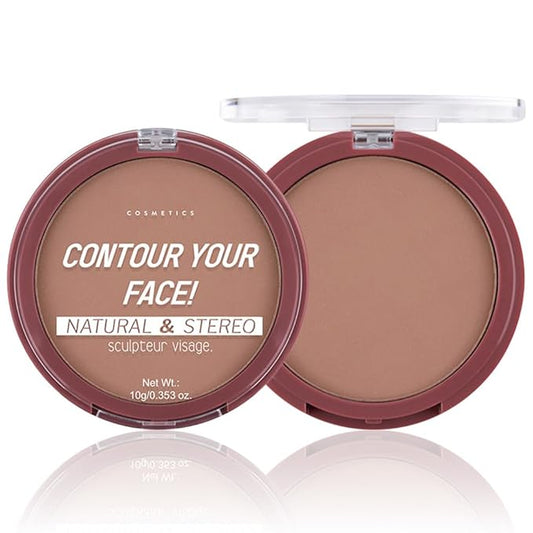 Contour Powder Foundation - Matte Finish, Waterproof & Oil-Control, All-Day Wear for Natural 3D Sculpting, No Cakey or Fading (Shade Adjustable)(4#, 1 Count (Pack of 1))