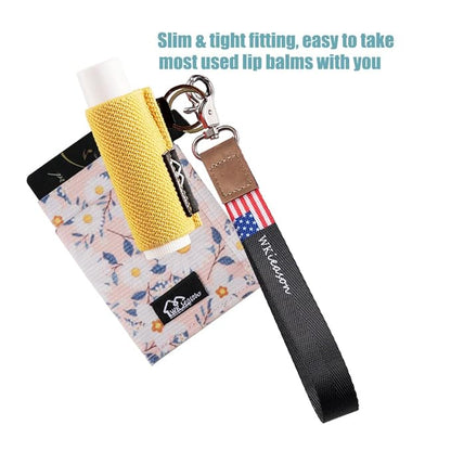 WK IEASON - Lip Balm Holder Keychain Clip On Lipstick Sleeve Chapstick Sleeve Holder Keychain Pack of 5 (Beige/green/yellow/black/rose)