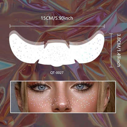 8Ps Face Glitter Speckles Patches, LaserSilver 8 styles Glitter Freckles Face Tattoo, Glow Up Makeup Patches, Cute Glitter Makeup Accessories for Women, Cosmetic Glitter for Face Gift