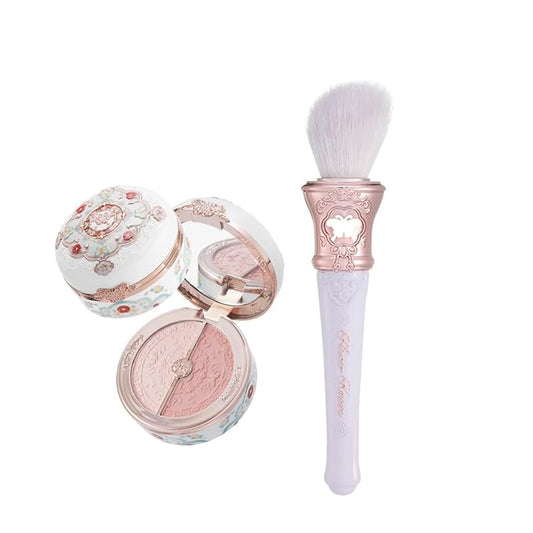 Flower Knows Butterfly Cloud Collar Rouge Box Highlighting & Blush Duo Powder 01 Rouge Snow+Butterfly Cloud Collar Angled Powder Brush Frosty Wisteria