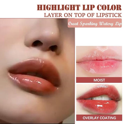 2 Colors Hydrating Plumping Lip Glow Oil,Moisturizing Lip Oil Gloss Transparent Glossy Lip Gloss Primer Lip Tint for Lip Care and Dry Lip (E176) (006#+020#)