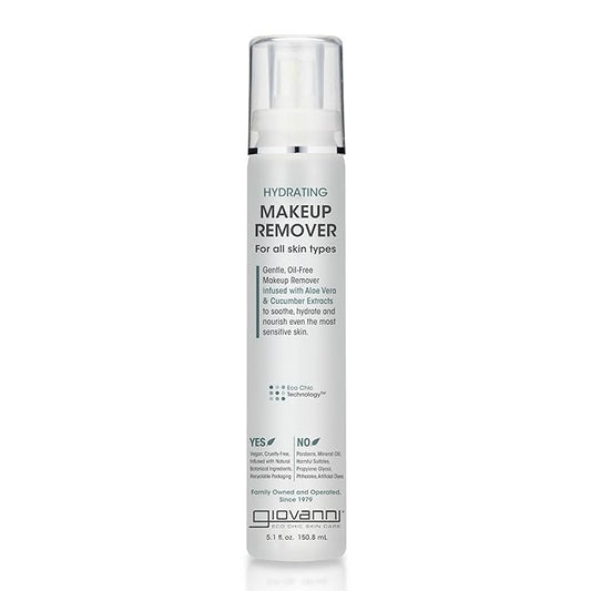 GIOVANNI Hydrating Makeup Remover - Gentle, Oil-Free Makeup Remover, Liquid, Infused with Aloe Vera, Hydrates and Nourishes Sensitive Skin - 5.1 oz