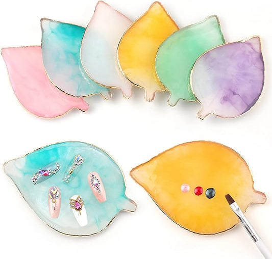 1 Piece Nail Art Palette Nail Polish Palette Mixing Palette Makeup Plate Nail Plate for Nail Art Nail Tip Holder Nail Art Display (Yellow Leaf)