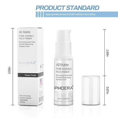PHOERA Primer Face Foundation Primers,Face Primer for Makeup Long Lasting Hydrating Smoothing Isolated Moisturizing Oil Free Effect Make Up Base Matte Makeup Primer (6ml)