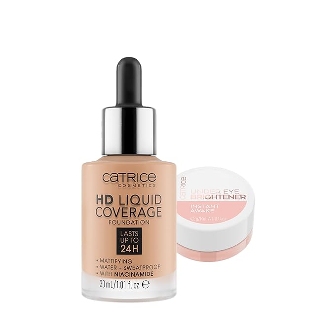 Catrice | HD Liquid Coverage Foundation 40 & Under Eye Brightener 10 Light Rose | Full Coverage Makeup | Vegan & Cruelty Free