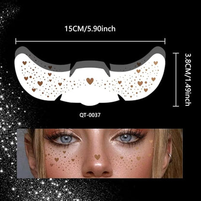 8Ps Face Glitter Speckles Patches, 2Colors 4styles Glitter Freckles Face Tattoo, Glow Up Makeup Patches, Cute Glitter Makeup Accessories for Women, Cosmetic Glitter for Face Gift