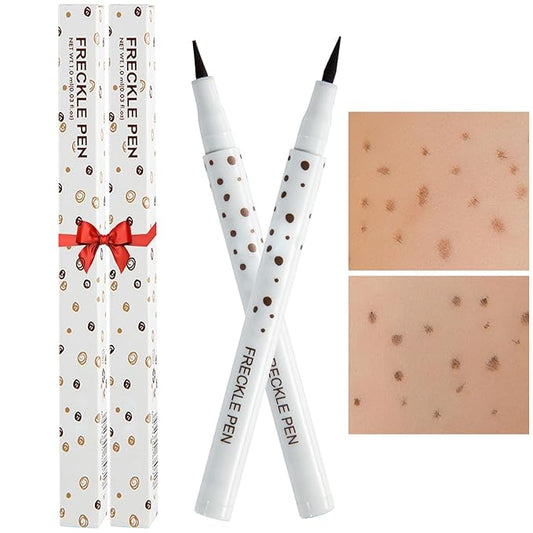 Freckles Pen, 2 Color Natural Freckles Pens Waterproof Long-Lasting Quick-Dry Pen, Easy Makeup Tool For a Natural Sun-kissed Makeups, Chestnut&Dark Brown