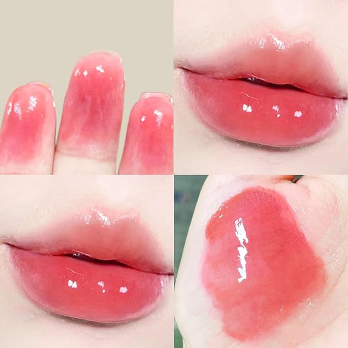 4pcs Tinted Lip Stain for Women, Jelly Lipstick Mirror Lip Gloss Hydrating Lipstick Long Lasting Moisturizing Lip Glaze,Non-sticky,Vivid Color Glossy Lip Makeup