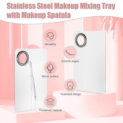 4 Pcs Makeup Spatula Set, Stainless Steel Cosmetic Makeup Palette, Korean Mixing Palette Foundation Cosmetic Skin Care Tool