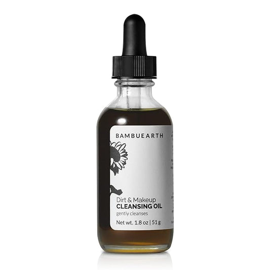 BambuEarth Gentle Oil Cleanser and Makeup Remover - Organic Ingredients & EWG Certified - Daily Face Cleanser for All Skin Types. Cleansing Oil for Removing Dirt - Vegan Skincare (1.8 oz)