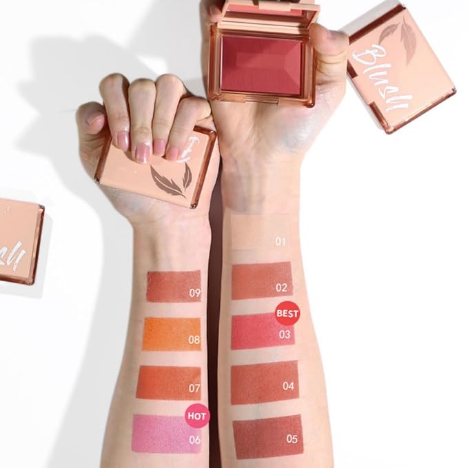 MAEPEOR Powder Blush Lightweight Smooth Blendable Matte Face Blush Highly Pigmented Powder Blusher for All Skin Tones (Color 08)