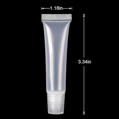 100 Pcs 10 ml Lip Gloss Balm Tubes Refillable Empty Tubes Clear Cosmetic Containers Soft Tube (10ML, 100)