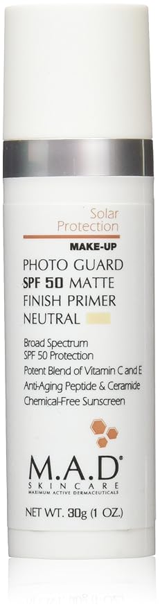 M.A.D SKINCARE SOLAR PROTECTION: Photo Guard SPF 50 Matte Finish Primer: Neutral - 30g