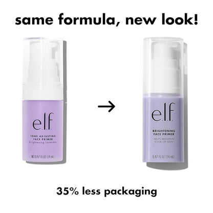 e.l.f. Brightening Lavender Face Primer, Face Makeup Primer For Neutralizing Uneven Skin Tones & Brightening Complexion, Vegan & Cruelty-free
