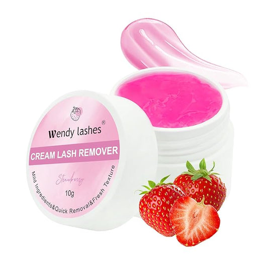 Eyelash Glue Remover for Lash Extensions: for DIY and Lash Artists, Wendy, 10ml Cream, Effectively, Low Irritation, Pink, Strawberry Flavored