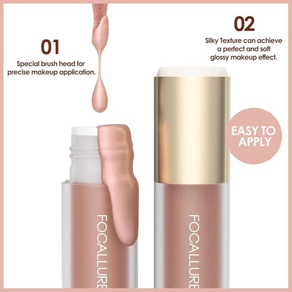 FOCALLURE Shimmer Liquid Highlighter, Smooth Cream Formula and Non-greasy Finish,Delivers a Natural Glow, Long Lasting Illuminator Highlighter Face Enhancing Makeup,Desire Oxygen
