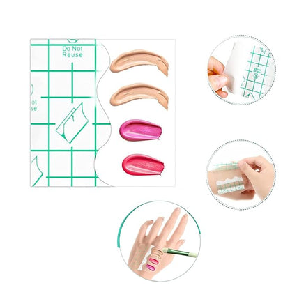 100Pcs Disposable Adhesive Makeup Mixing Tray Square Cosmetic Makeup Hand Palette Transparent Makeup Tape Foundation Mixing Tray for Makeup Artist