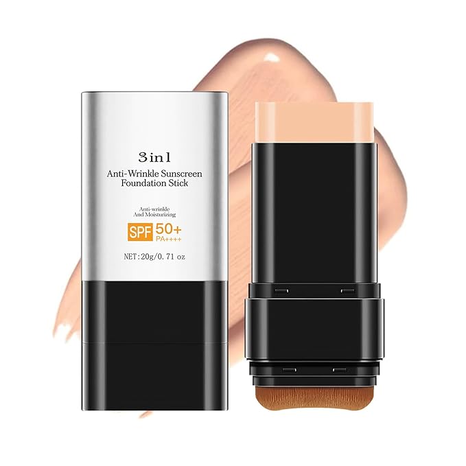 3 In 1 Matte Eraser Foundation Cream Stick，Easily Cover Skin Blemishes，long-lasting concealer and UV protection SPF 50+ foundation cream，Multi-Use Full Coverage Oil Control Makeup Stick (Medium)