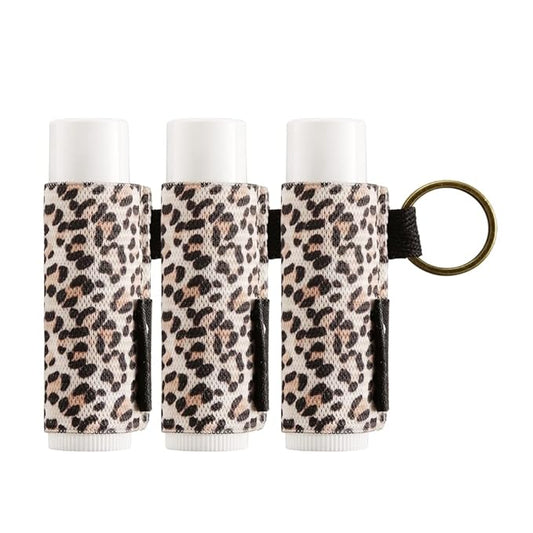WK IEASON - Lip Balm Holder Keychain Clip On Lipstick Sleeve Chapstick Sleeve Holder Keychain (Leox3)