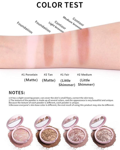 Go Ho Baked Bronzer Powder Makeup,Blush Glow Balance,Color Corrector,Baked Contour Face Brighten,Buildable Bronze Glow,Natural Finish,04 Medium