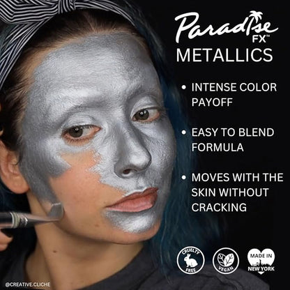 Mehron Makeup Paradise Makeup AQ 8 Color Metallic Palette | Magnetic Refillable Face & Body Paint Palette | Professional Water Activated Paint for Costumes, SFX, Halloween, & Cosplay