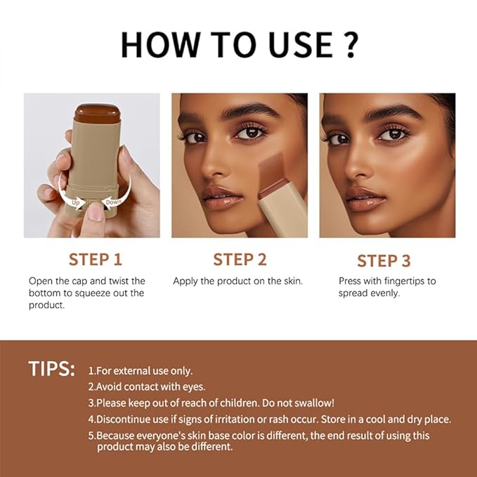 A 3-in-1combining Foundation Stick Beauty Balm Serum Boosted Skin Tint,Solid Tinted Moisturizing Serum Contour Foundation Face for Women,Natural Finish Makeup,Buildable Medium-to-Full Coverage(#03)