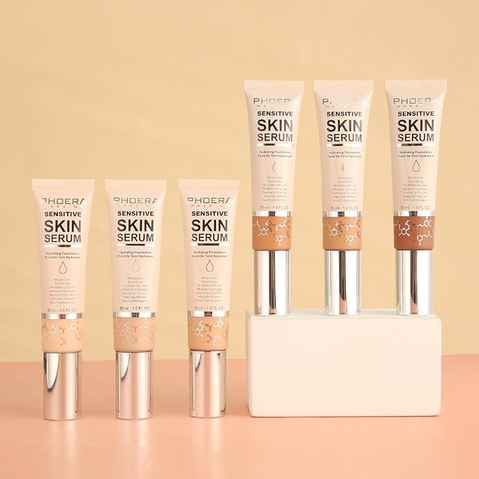 PHOERA Hydrating Serum Foundation,Flawless Full Coverage and Hypoallergenic Makeup Base Foundation. (N04 Sand, norm)