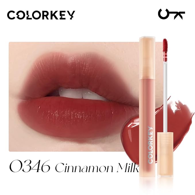 COLORKEY Soft Matte Water Lip Tint, Matte Finishs, Long-Lasting, Moist Fit Without Stickiness, Moisturized, Waterproof, Liquid Lipstick, Nude lip color (O346 Cinnamon Milk)