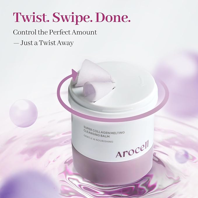 AROCELL Super Collagen Melting Cleansing Balm – Grinding Deep Pore Blackhead Cleanser with Peptide Face Wash Makeup Remover Hydrating Korean Skincare