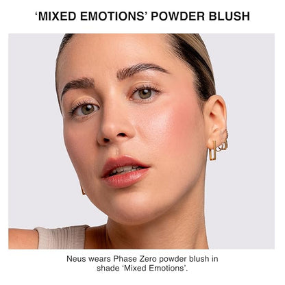 Phase Zero Makeup Powder Blusher - "Mixed Emotions" - 4g / 0.141oz - Pigmented, Buildable, Lightweight Powder Blush for a Radiant, Healthy, Natural Glow. Versatile Shades - Pink - Shimmer finish.