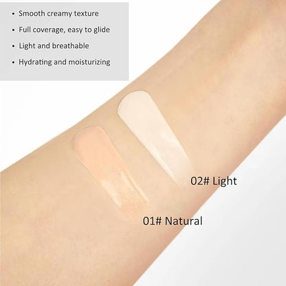 Boobeen Liquid Foundation Makeup, Hydrating Full-Coverage Foundation&Concealer Smooth Creamy Flawless Base Foundation Corrector, Longwear Nude, Lightweight & Evens Skin Tone