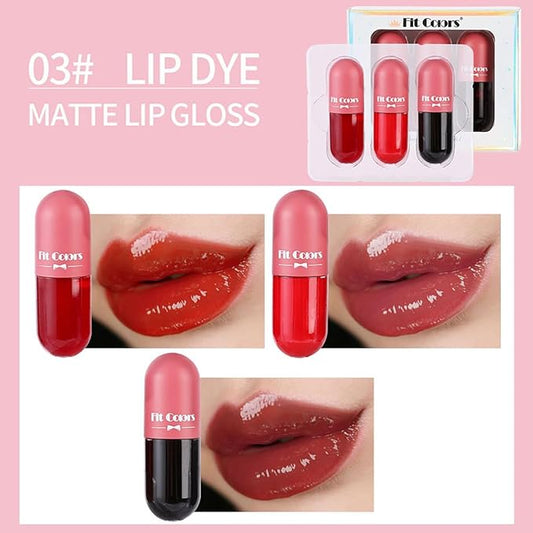3 Color Glass Lip Oil Hydrating Tinted Plump Lip Gloss, Fresh Texture & Non-sticky, Nourishing Repairing Lightening Lip Lines Lip Care- 03