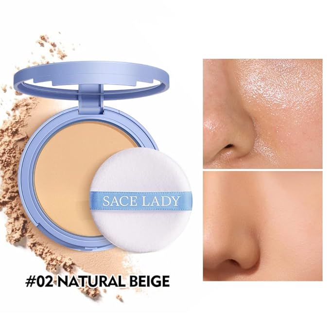 SACE LADY 2Pcs Face Make Up Set, Flawless Matte Foundation and Oil Control Pressed Powder, Lasting Coverage Waterproof Natural Cosmetics Kit
