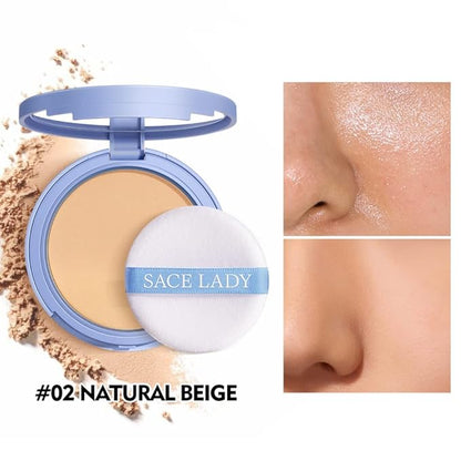SACE LADY 2Pcs Face Make Up Set, Flawless Matte Foundation and Oil Control Pressed Powder, Lasting Coverage Waterproof Natural Cosmetics Kit