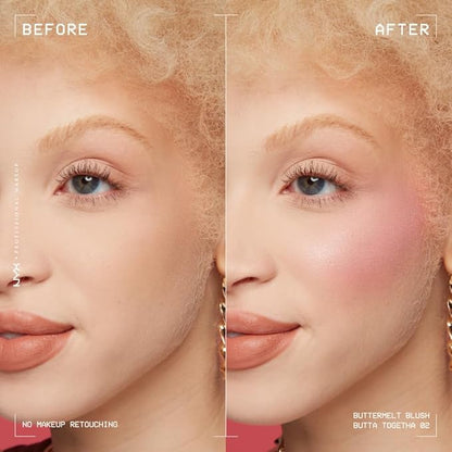 NYX PROFESSIONAL MAKEUP Buttermelt Powder Blush, Fade and Transfer-Resistant Blush, Up to 12HR Make Up Wear, Vegan Formula - Butta Together