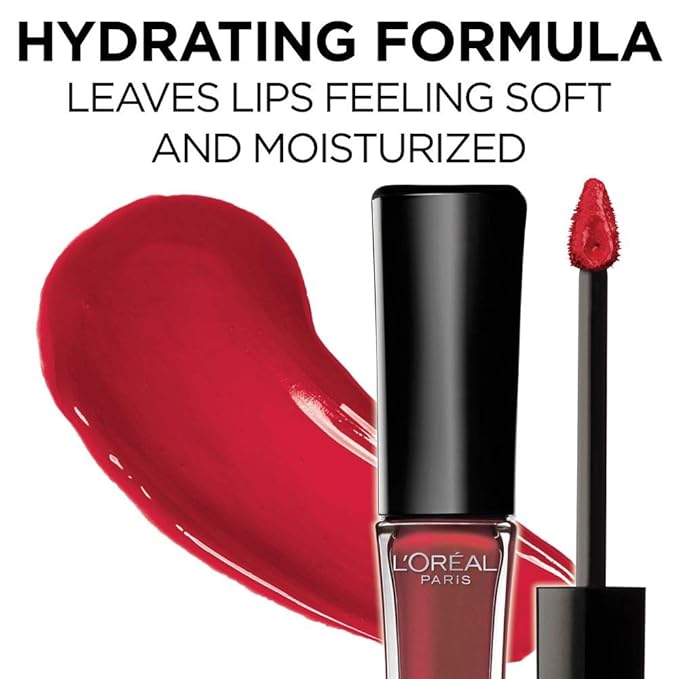 L’Oreal Paris Makeup Infallible 8 Hour Hydrating Lip Gloss, Red Fatale, 0.21 Fl Oz