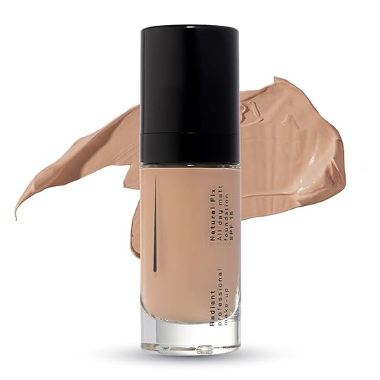 Radiant Professional Natural Fix All Day Matte Cream Foundation - Long Wear High Coverage Face Makeup Foundation With SPF 15 - Oil Free Matte Finish - For All Skin Types-1.01 oz. (04 Peachy Beige)