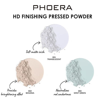 PHOERA Foundation Pressed Face Powder, Soft Focus Setting Powder, Silky Powder For Creating Without Shine, Smooths Pores & Lines, Up to 24H Wear Oil Control,0.28 Oz (001 Translucent)