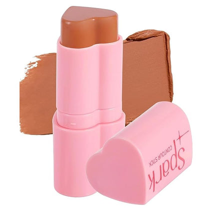 Heart Blush Stick, Matte Rouge Stick, Cheek Contour Pen, Long Lasting Water Proof Non-Greasy Smooth, Buildable Lightweight Cream Blush, Easy Application High-Gloss Finish (08#, 0.21 OZ)