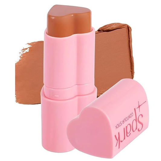 Heart Blush Stick, Matte Rouge Stick, Cheek Contour Pen, Long Lasting Water Proof Non-Greasy Smooth, Buildable Lightweight Cream Blush, Easy Application High-Gloss Finish (08#, 0.21 OZ)