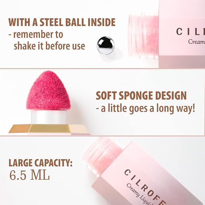 Cilrofelr Soft Cream Liquid Blush, Creamy Blush Makeup for Cheek, Dewy Finish, Buildable Pigment, Lightweight, Long Lasting, For Natural-looking Flush & Everyday Wear - Inspired (0.22 fl. oz.)