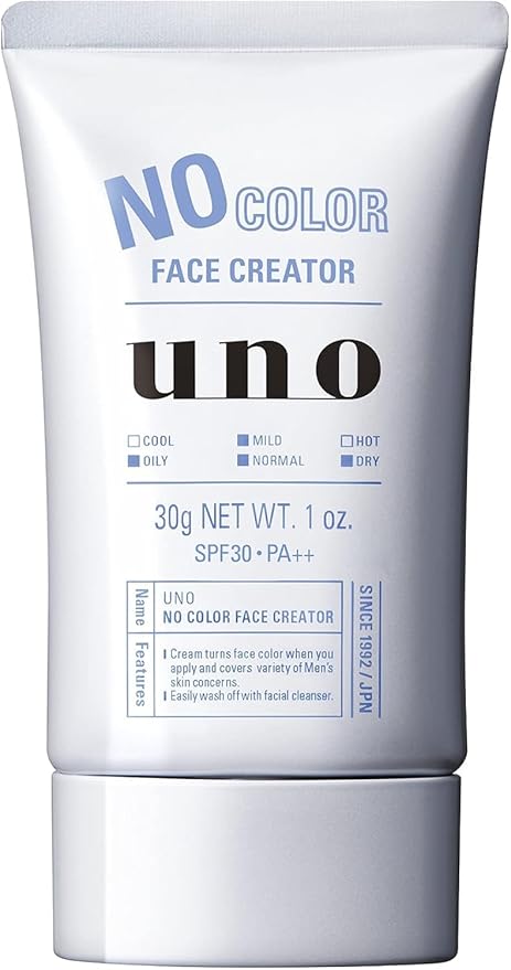 Uno No Color Face Cream for Men BB Cream, SPF 30, PA+++