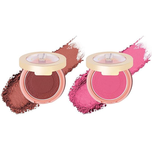 Oulac Blush Makeup For Cheeks in Dark Shade,High Pigment, Easy To Blend,02 Cheek to Cheek & 06 Dance With Me
